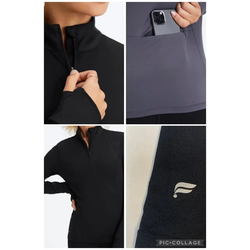 Fabletics Womens Half-Zip Phoenix Black Mid-Layer Top XXL Moisture-Wicking NEW - Picture 6 of 16